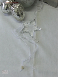 Anhänger STERN - Glas mit Bändern und Perlen